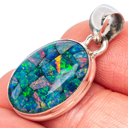 Rare Triplet Opal Pendant 1 1/8" (925 Sterling Silver) P41383