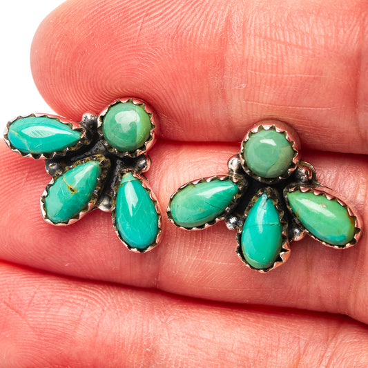 Turquoise teardrop cluster earrings with .925 sterling silver settings