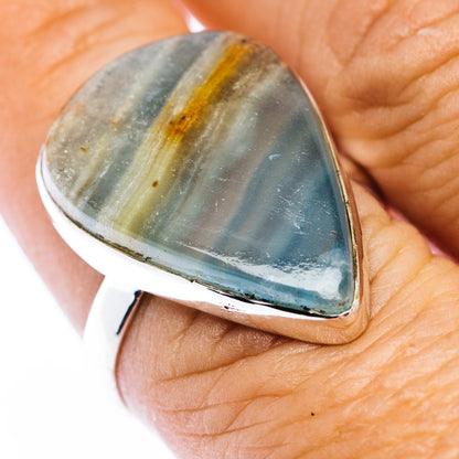 Rare Aquatine Lemurian Calcite Ring Size 9 (.925 Sterling Silver)