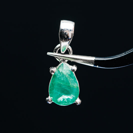 Premium Faceted Zambian Emerald Pendant 3/4" (.925 Sterling Silver)