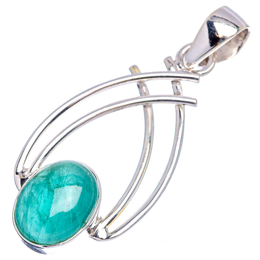 Oval green gemstone pendant in 925 sterling silver with curved arch design