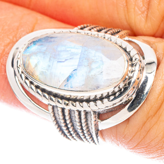 Rainbow Moonstone Ring Size 5.75 (925 Sterling Silver) R6930