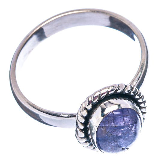 Sterling silver tanzanite ring with oval blue-purple gemstone, size 7.5