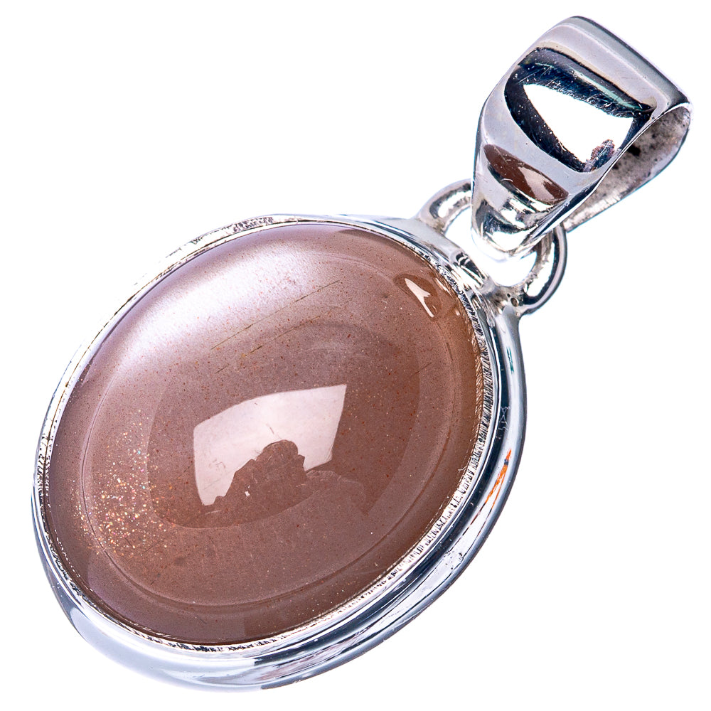 Chocolate Moonstone Pendant 1 1/8" (925 Sterling Silver) P40885