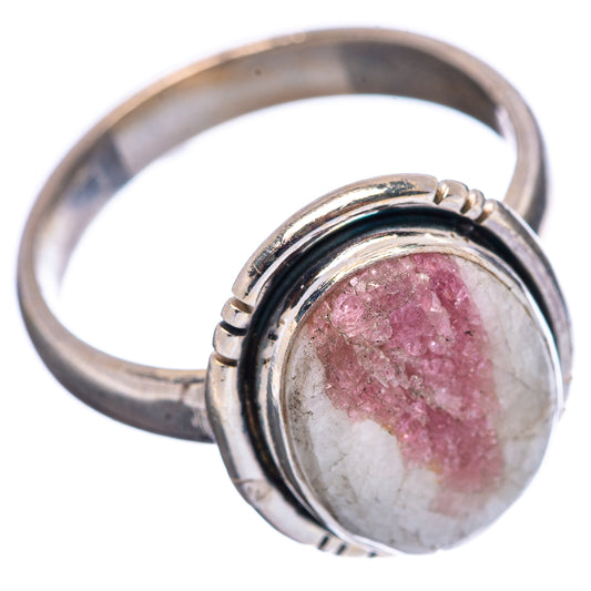 Sterling silver ring with oval pink cabochon in clear quartz, open gallery band