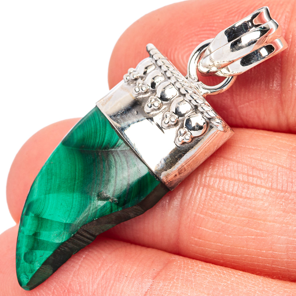 Malachite Pendant 1 5/8" (925 Sterling Silver) P42788