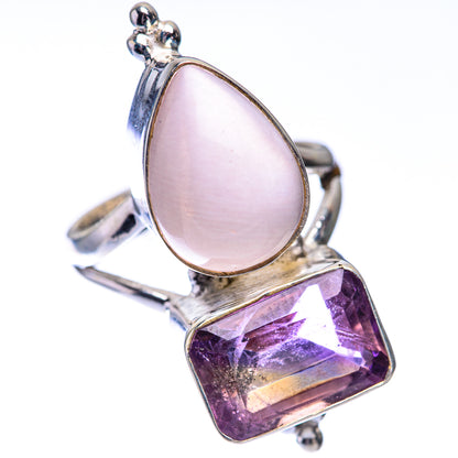 Rose Quartz, Amethyst Ring Size 6.5 (925 Sterling Silver) R140701