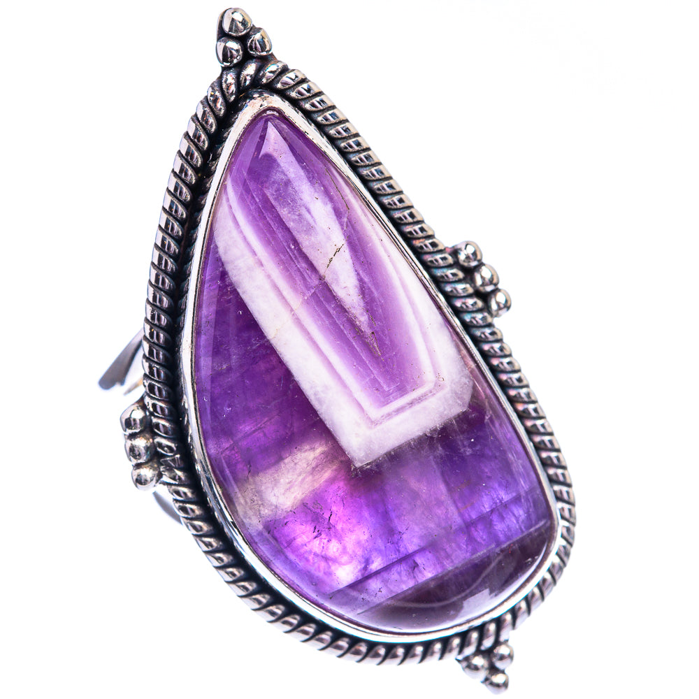 Huge Chevron Amethyst Ring Size 7.25 (925 Sterling Silver) R142345