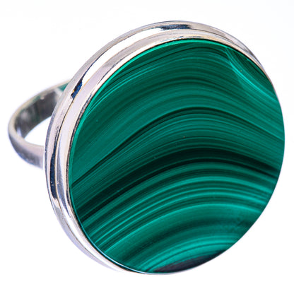 Large Malachite Coin Ring Size 9 (925 Sterling Silver) R141254