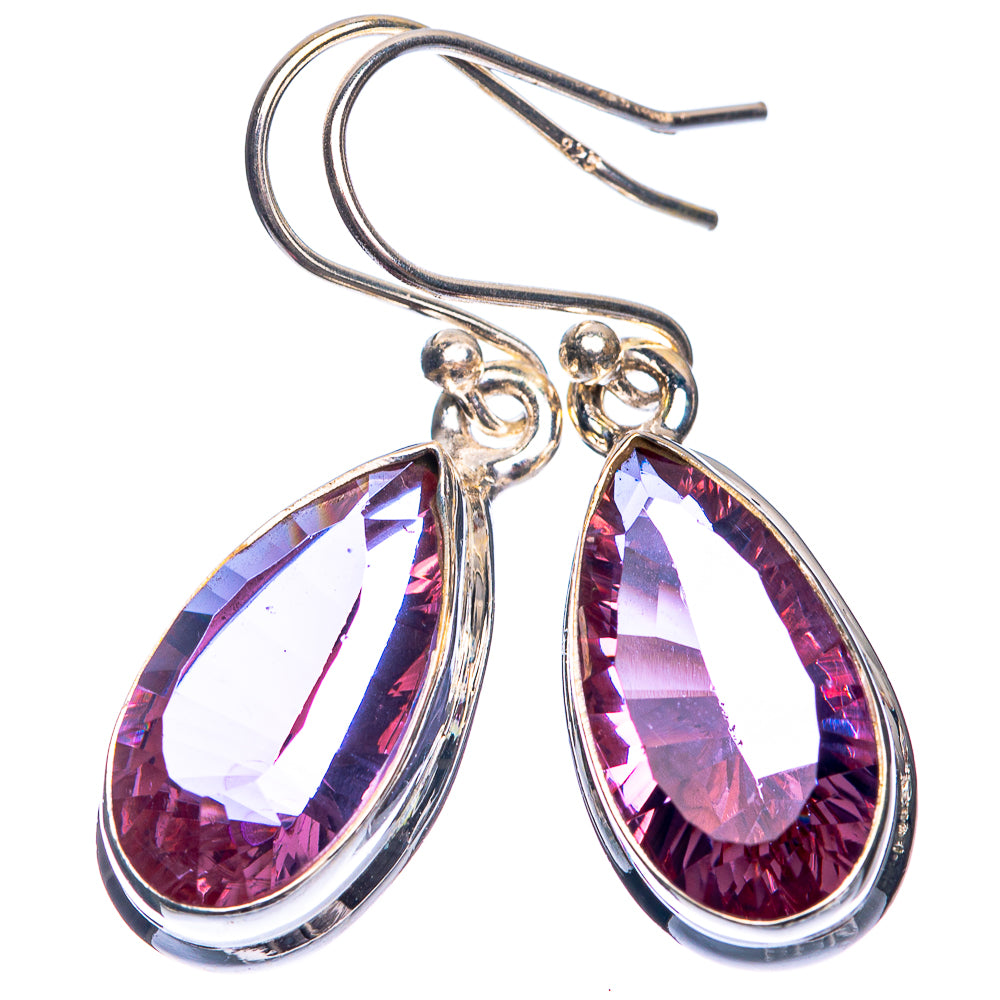 Sterling silver teardrop earrings with faceted purple gemstone drops