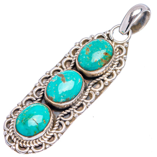 Turquoise pendant charm in .925 sterling silver with three oval cabochons and bail