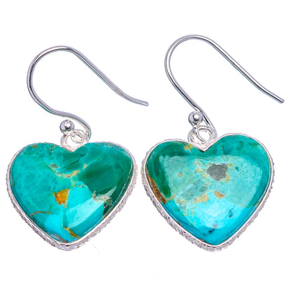Mohave Turquoise Heart Earrings 1 1/4" (.925 Sterling Silver)