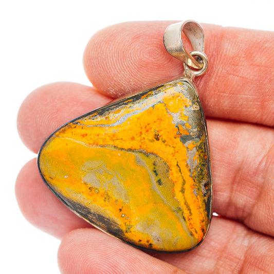 Premium Bumblebee Jasper Pendant 1 5/8" (.925 Sterling Silver)