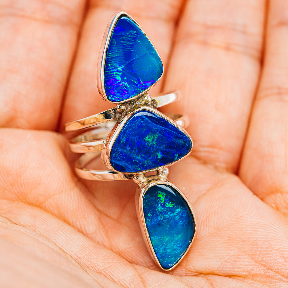 Premium Large Australian Fire Opal Ring Size 8.75 (.925 Sterling Silver)