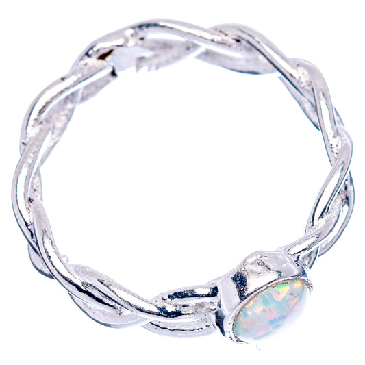 Sterling silver opal ring with oval lab-grown opal centerpiece, split shank
