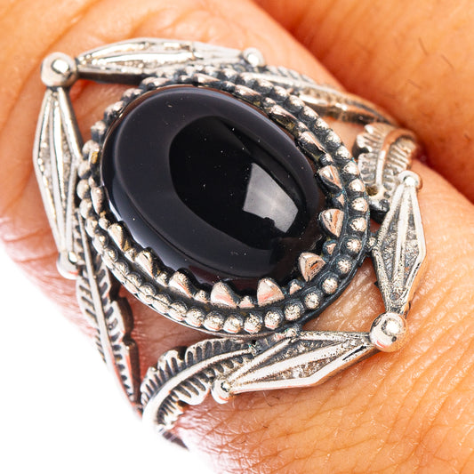 Black Onyx Ring Size 9 (925 Sterling Silver) R7351