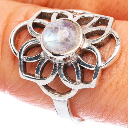 Rainbow Moonstone Flower Ring Size 9.75 (925 Sterling Silver) R2897