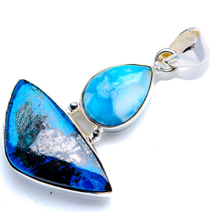 Shattuckite, Larimar 925 Sterling Silver Pendant 1 3/4" (925 Sterling Silver) PD38400