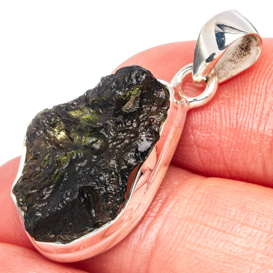 Rare Moldavite Pendant 1 1/4" (925 Sterling Silver) P43380