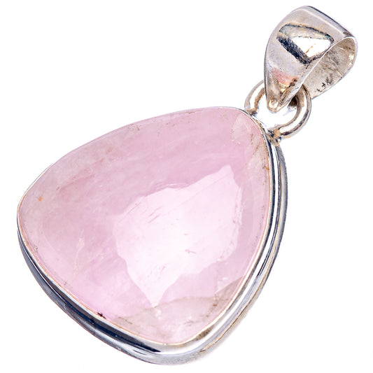 Heart-shaped pink kunzite pendant with .925 sterling silver bail and bezel