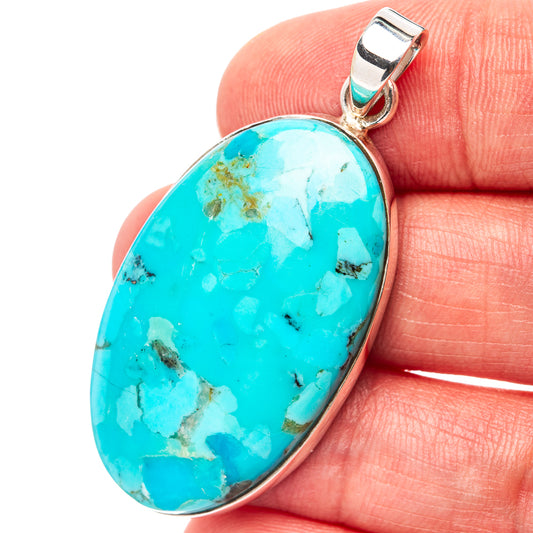 Premium Arizona Turquoise Pendant 1 7/8" (.925 Sterling Silver)