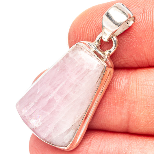 Sterling silver kunzite pendant with cushion-cut pink stone in bezel setting