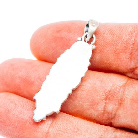 Southwestern Style Tibetan Turquoise Pendant 1 5/8" (.925 Sterling Silver)