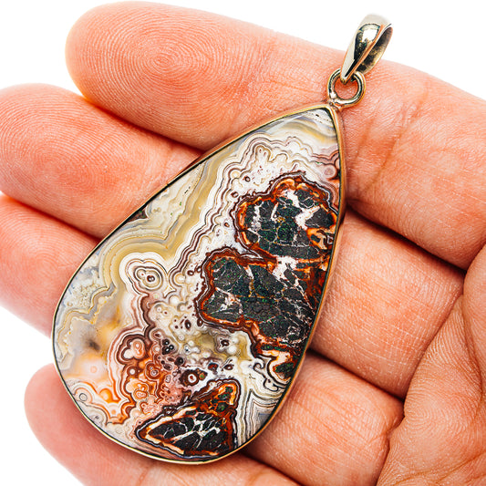 Crazy Lace Agate Pendant 2 1/2" (German Silver)