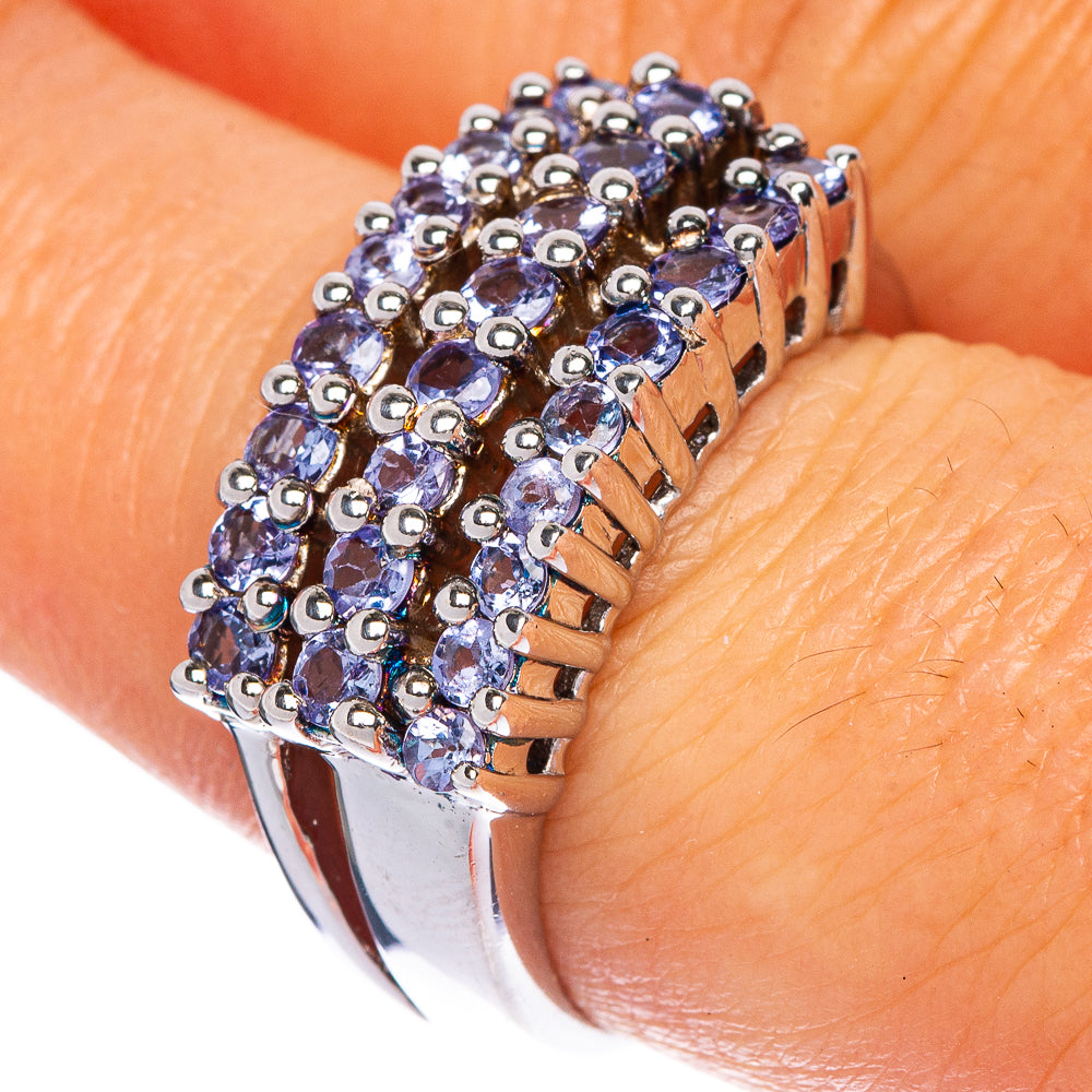 Tanzanite ring with faceted blue stones on 925 sterling silver band