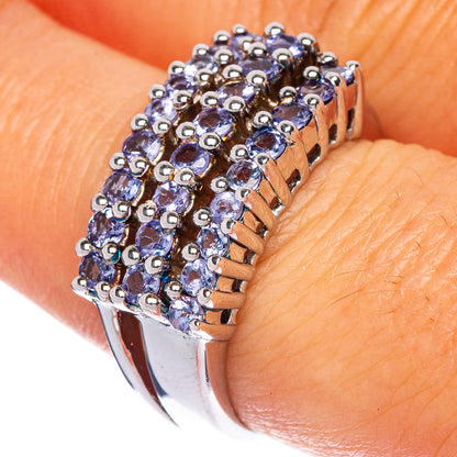 Tanzanite ring with faceted blue stones on 925 sterling silver band