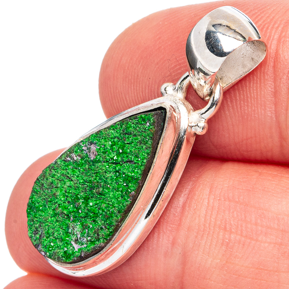 Rare Uvarovite Garnet Pendant 1 1/4" (.925 Sterling Silver)