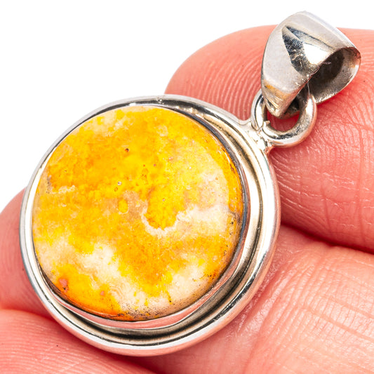 Bumble Bee Jasper Pendant 1 1/8" (925 Sterling Silver) P43427