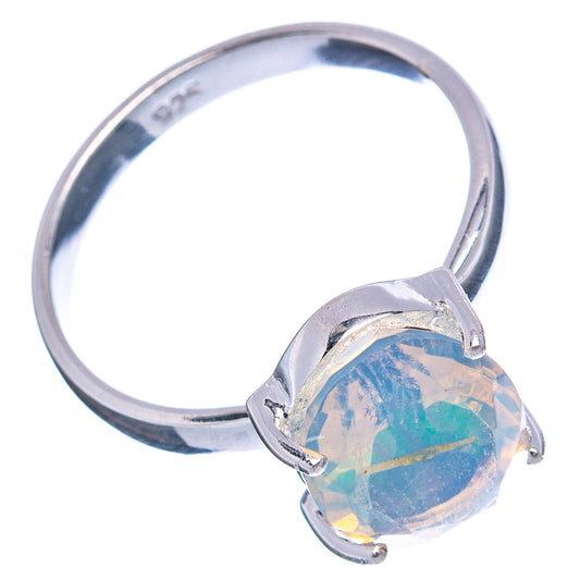 Oval opal solitaire ring in .925 sterling silver, angled side view