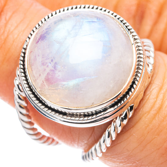 Sterling silver moonstone ring size 6.5, oval cabochon with halo bezel