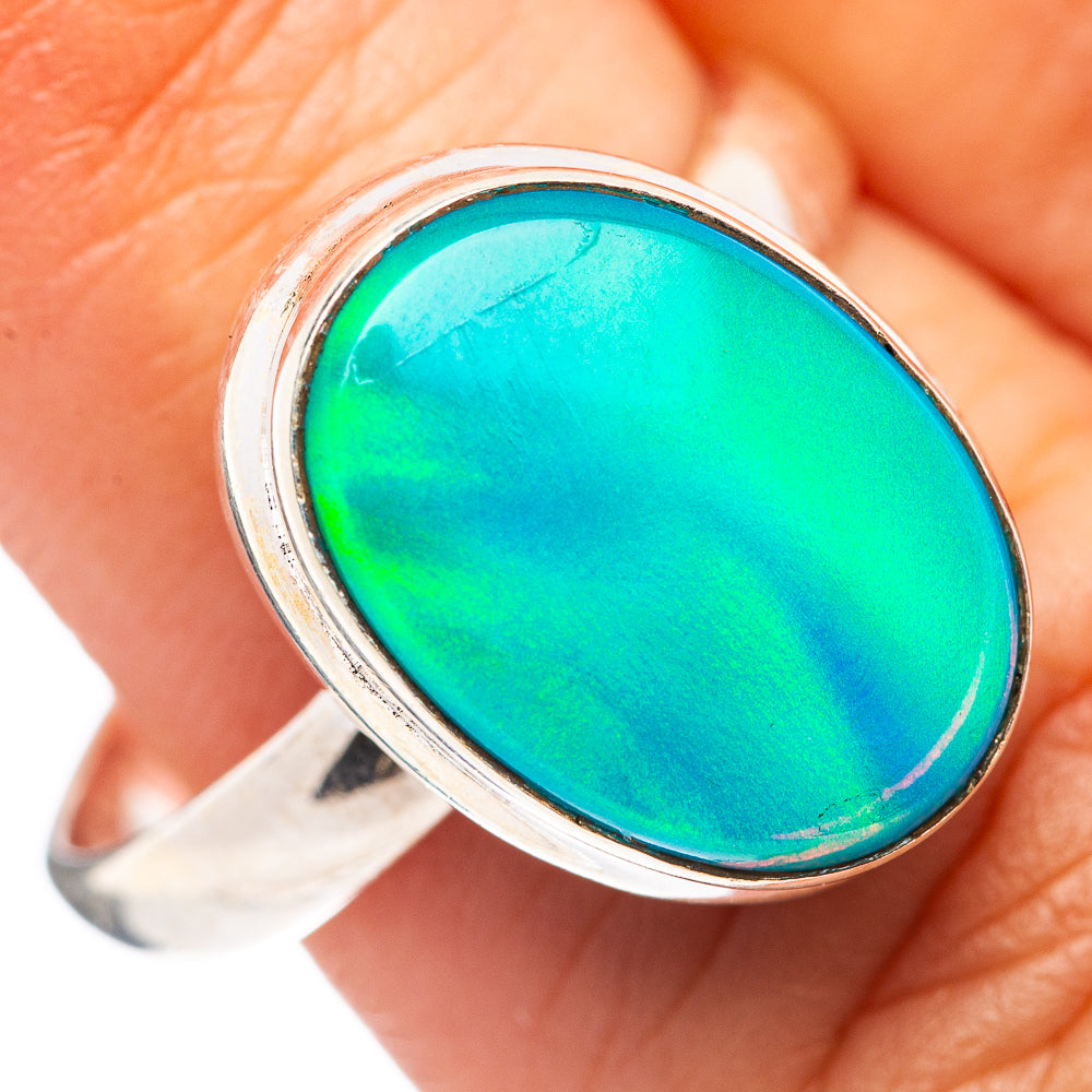 Aurora Opal Ring Size 7.5 (.925 Sterling Silver)