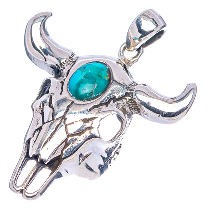 Mohave Turquoise Cow Skull Pendant 1 1/4" (.925 Sterling Silver)