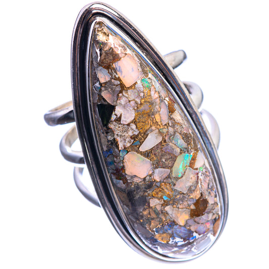 Large Brecciated Ethiopian Opal 925 Sterling Silver Ring Size 6