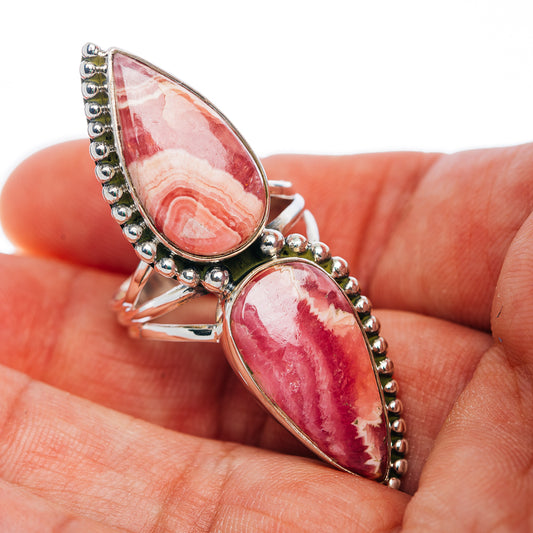 Premium 2-Gemstone Rhodochrosite Ring Size 9 (.925 Sterling Silver)