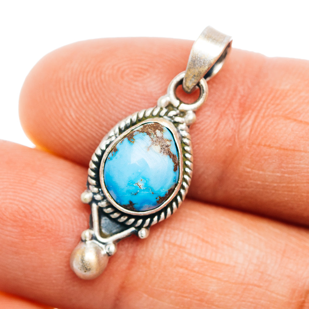 Southwestern Style Golden Hills Turquoise Pendant 1 1/8" (.925 Sterling Silver)