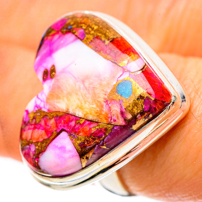 Large Kingman Pink Dahlia Turquoise 925 Sterling Silver Ring Size 6.75 (925 Sterling Silver) RING139490
