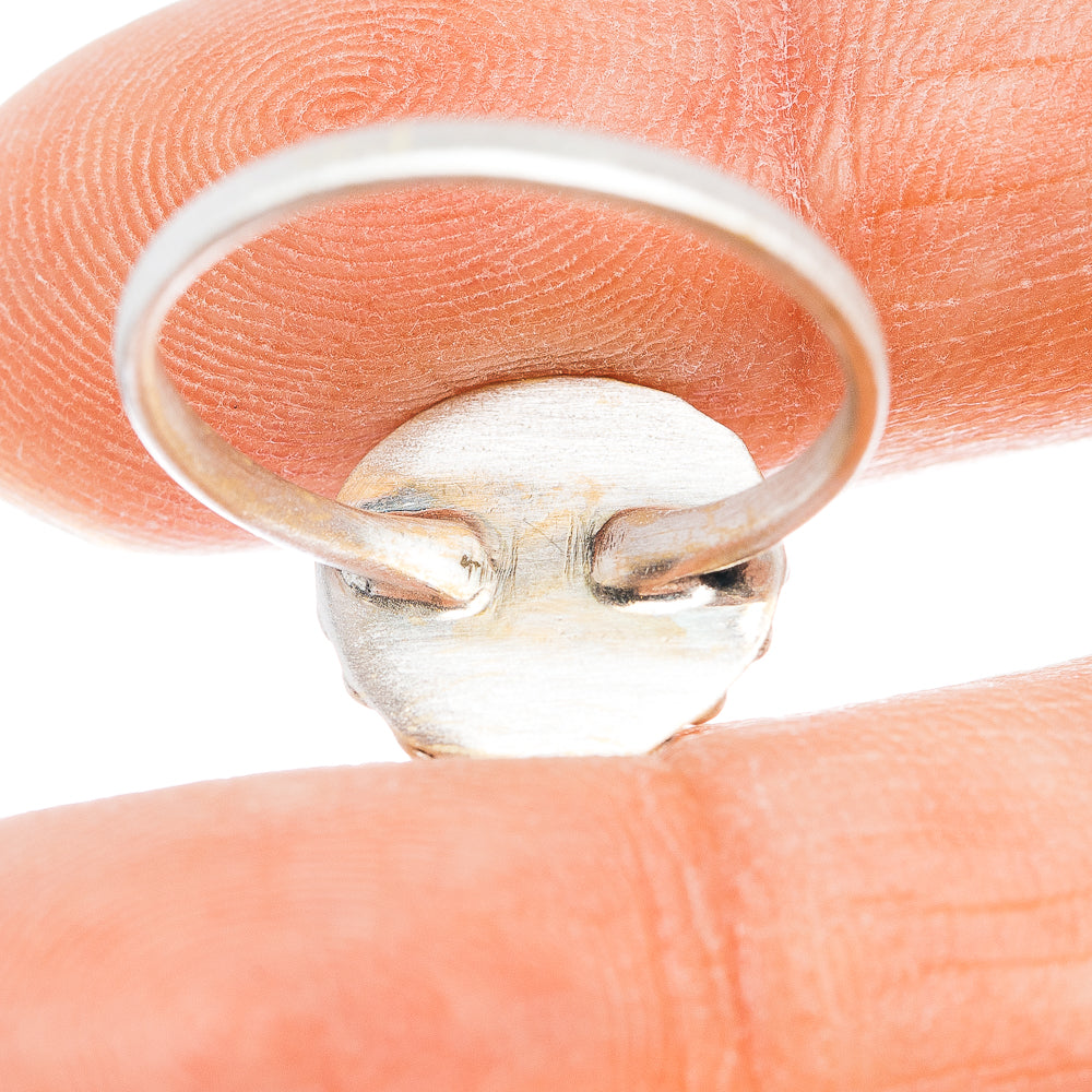 Turquoise ring side view with .925 sterling silver band