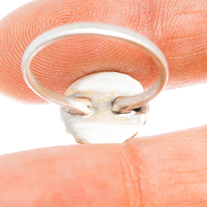 Turquoise ring side view with .925 sterling silver band