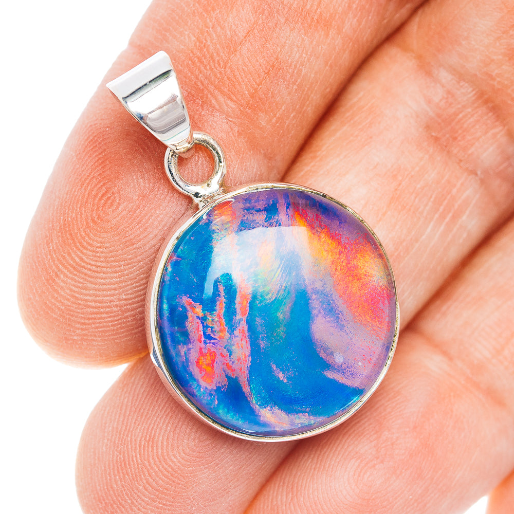 Aurora Opal Pendant 1 3/8" (.925 Sterling Silver)