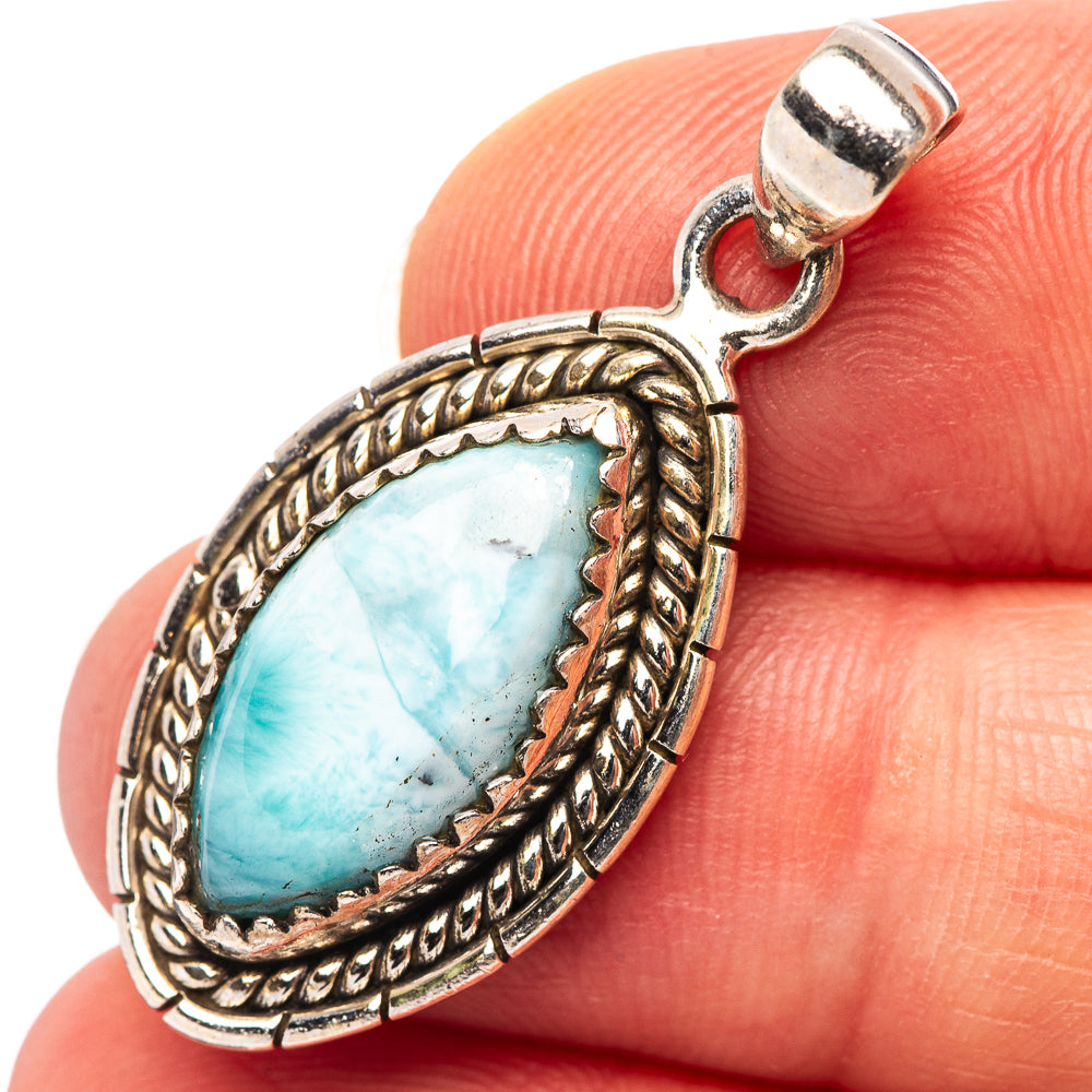 Larimar Pendant 1 3/8" (.925 Sterling Silver)