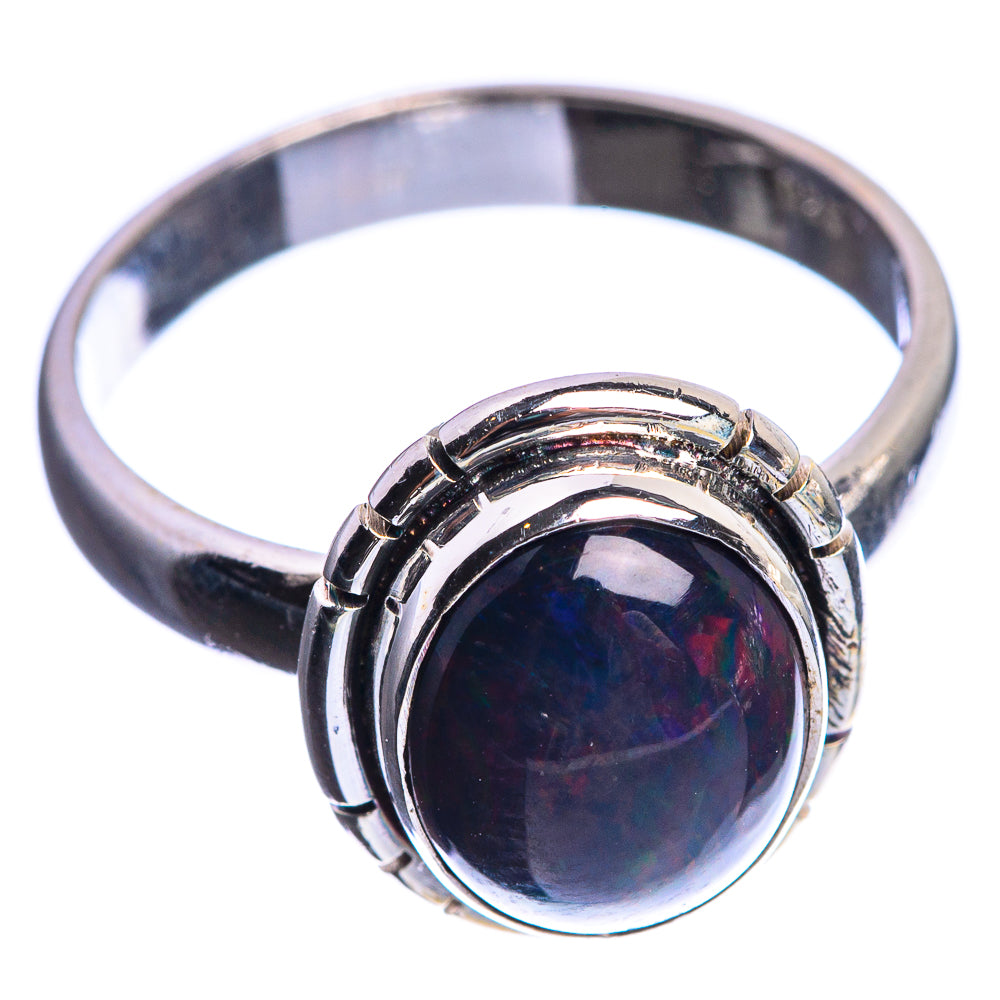 Black Opal 925 Sterling Silver Ring Size 8