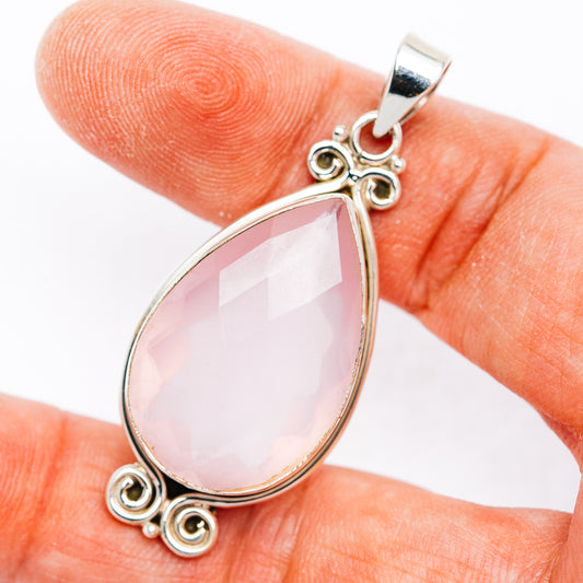 Premium Rose Quartz Pendant 1 7/8" (.925 Sterling Silver)