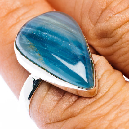 Rare Aquatine Lemurian Calcite Ring Size 7.75 (.925 Sterling Silver)