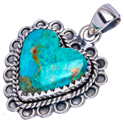 Rare Arizona Turquoise Heart Pendant 1 1/8" (925 Sterling Silver) P42124