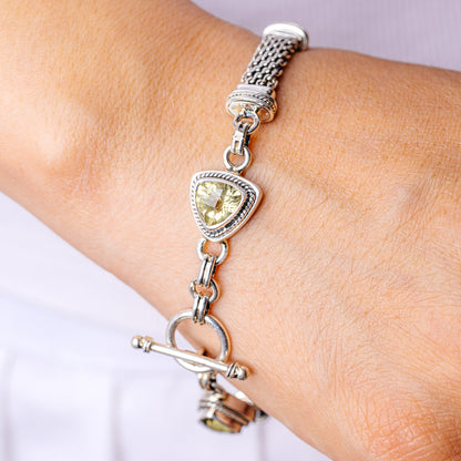 Smoky Quartz, Citrine Bracelet 8 5/8" (.925 Sterling Silver)