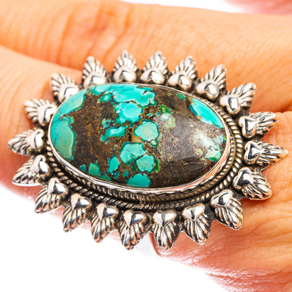 Huge Tibetan Turquoise Ring Size 9 (925 Sterling Silver) R143173